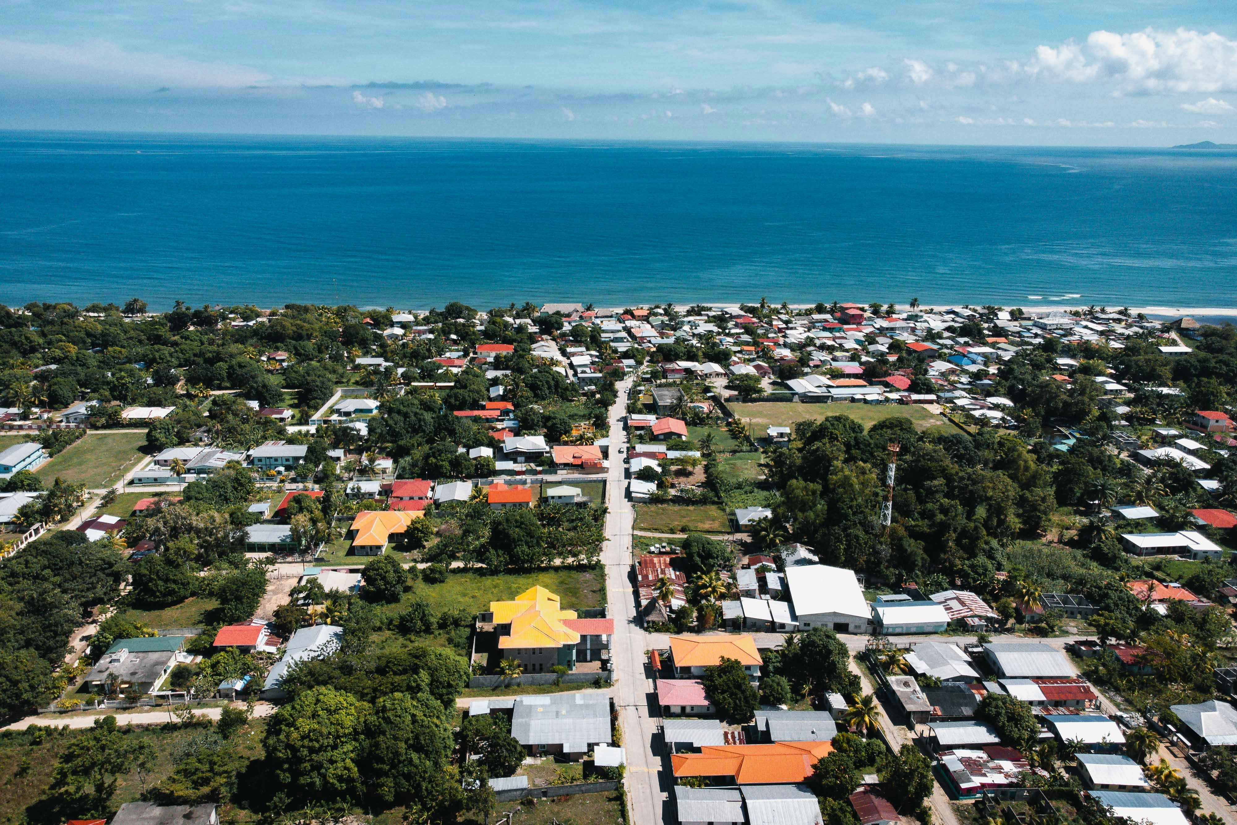 Aerial view of Jamaican coastline