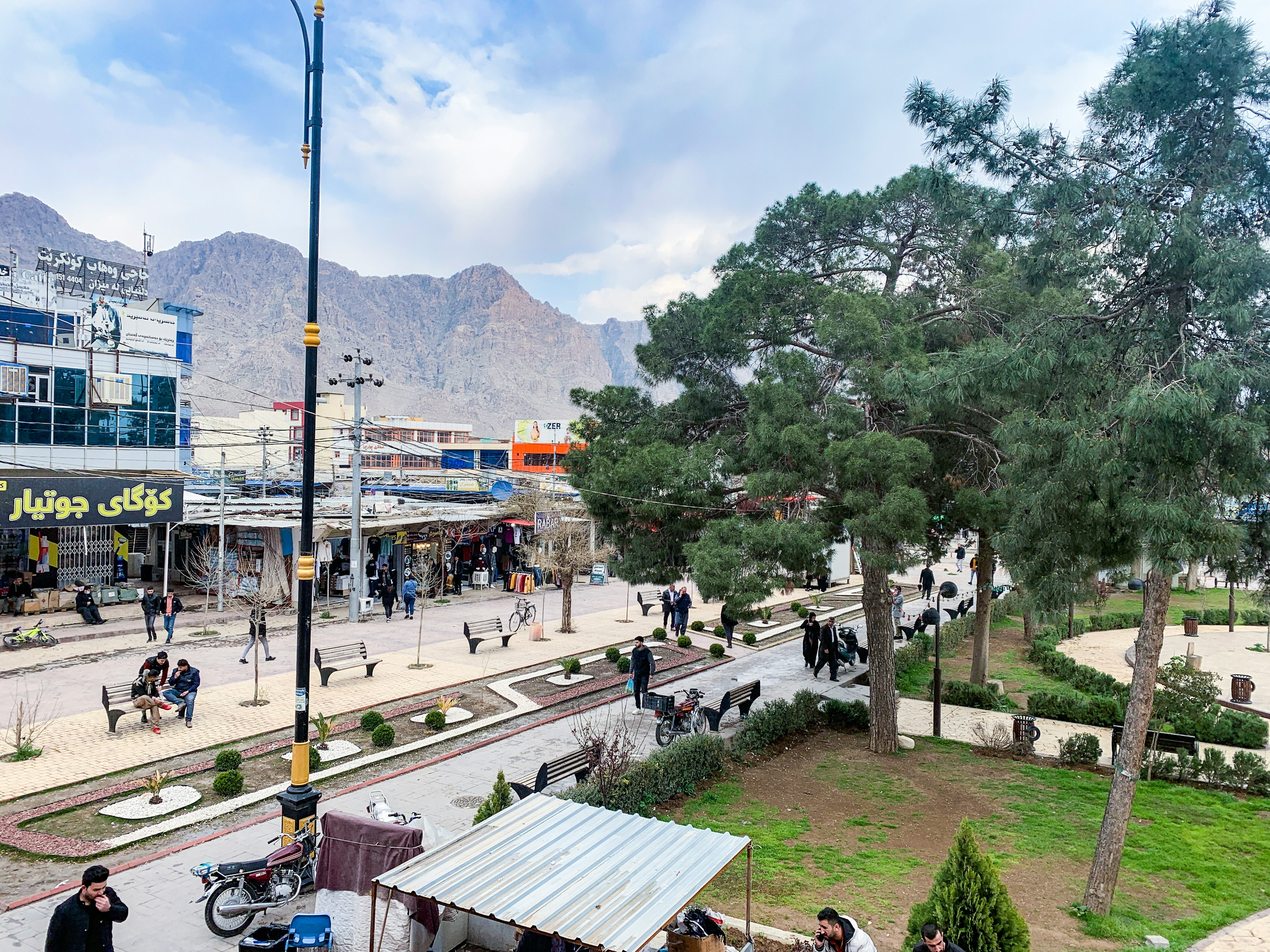 Street showing shops in Ranya City, Kurdistan